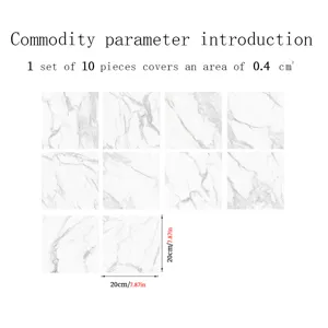 Marble crystal film tile stickers self-adhesive wall paper 10 pieces set for home