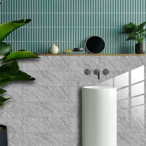 Marble pattern wall tile sticker detail view, waterproof self-adhesive decorative decal for home.