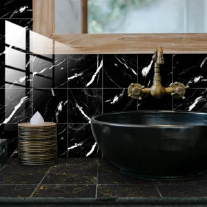 Waterproof self-adhesive marble pattern tile sticker for home wall and floor decor