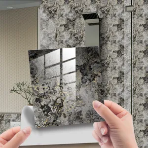 Marble texture tile sticker waterproof self-adhesive vinyl wall decor for home renovation