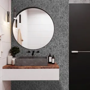 Dark grey marble texture tile stickers waterproof self adhesive wall paper for bathroom