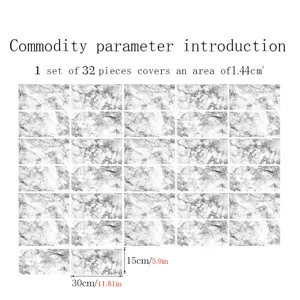 Marble texture tile sticker detail view, self-adhesive waterproof wall and floor decor film.