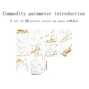 Marble pattern crystal film tile sticker detail view, self-adhesive waterproof wall decor.