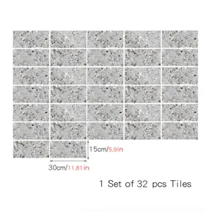 Terrazzo pattern crystal film tile stickers, self-adhesive wall and floor stickers, 32 pcs set.