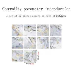 Marble pattern tile stickers waterproof self-adhesive wall stickers 10pcs set home decor