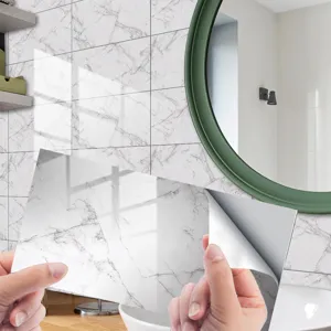 Marble texture crystal film tile sticker detail, self-adhesive home wall decoration sticker.
