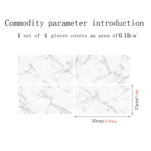 Marble texture crystal film tile sticker detail parameter diagram, self-adhesive wall decor.