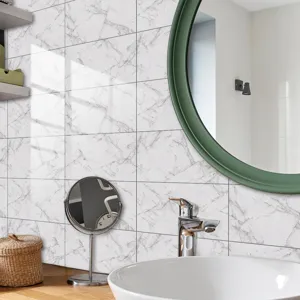 Marble pattern tile sticker self adhesive waterproof wall sticker for bathroom decor
