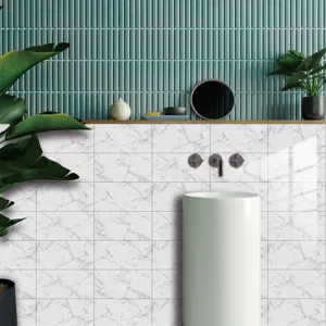 Marble texture waterproof tile sticker detail view for modern home wall decor and renovation.
