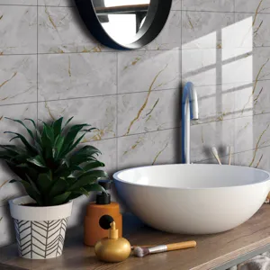 Waterproof faux marble tile sticker self-adhesive wall paper for home decor bathroom