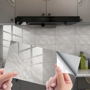Grey marble pattern tile sticker, self-adhesive waterproof wall sticker product detail view.