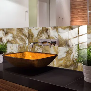 Faux marble tile sticker waterproof self-adhesive wall sticker for home decor bathroom