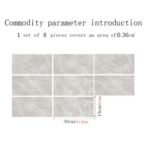 Marble pattern crystal film tile sticker detail, waterproof self-adhesive wall and floor decor.