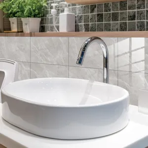 Marble pattern waterproof self-adhesive tile sticker detail for home wall decor and kitchen use