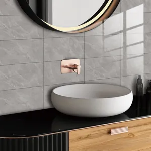 Grey marble effect crystal film tile stickers for modern bathroom wall decoration upgrade.
