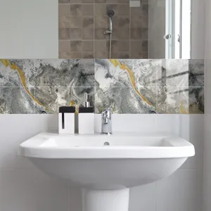 Marble pattern tile sticker waterproof wall wallpaper crystal film for home decor