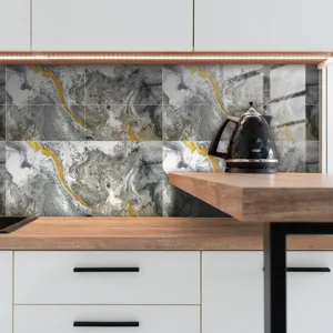 Marble texture tile sticker, thickened crystal film waterproof wall paper for kitchen.