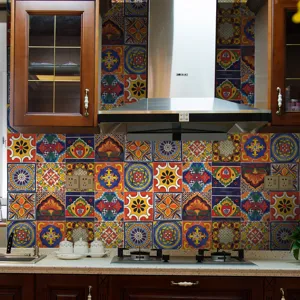 Mandala tile sticker kitchen self adhesive waterproof wall paper home decoration details