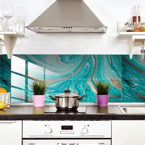Crystal tile sticker turquoise marble wall paper for kitchen backsplash home decoration.