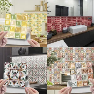 PVC Mosaic Tile Sticker Self-Adhesive Removable Waterproof Wall Sticker DIY Kitchen Decor