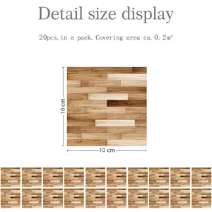Wood grain tile sticker self-adhesive wall tile waterproof 10x10cm 20pcs pack decor