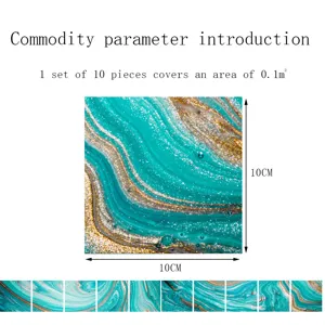 Crystal tile stickers waterproof marble floor wall stickers 10x10cm home decor 10pcs set