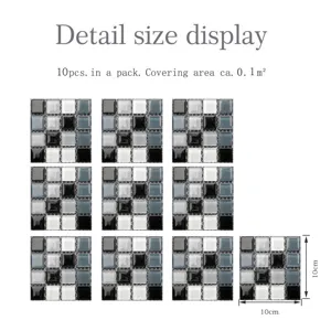 Stickers carrelage mosaique 3D autocollant imperméable autocollant mural cuisine bain 10 pcs
