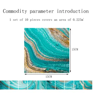 Crystal tile sticker wall floor waterproof self adhesive marble pattern 15x15cm detail view