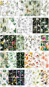 Adesivi per piastrelle botaniche francesi, adesivi murali impermeabili autoadesivi per casa.