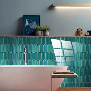Peacock feather tile sticker waterproof crystal film wall mural for home bathroom decor.