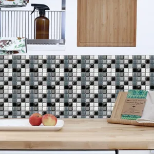 Sticker Mosaïque 3D Autocollant Mural PVC Amovible pour Crédence de Cuisine Décor