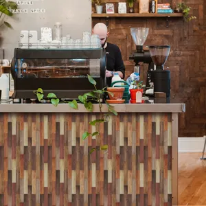 Wood grain tile sticker retro self-adhesive wall paper for furniture renovation decor
