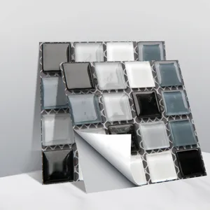 Autocollant de carreaux de mosaique 3D autocollant PVC impermeable decoration murale interieure.