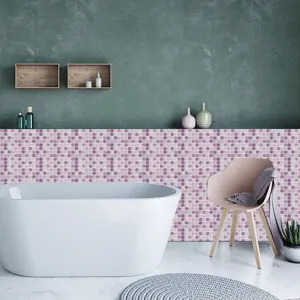 Adesivo per piastrelle a mosaico rosa viola impermeabile PVC adesivo murale dettaglio bagno casa