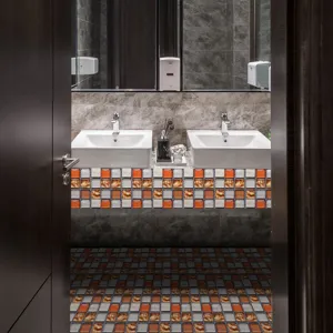 Détail en gros plan d'adhésif de carreaux de mosaïque 3D pour la décoration murale.