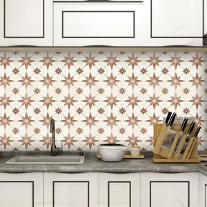 Self-adhesive PVC tile sticker for kitchen backsplash, waterproof star mosaic wall decor.