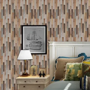 Detailed view of vintage wood grain wall sticker showcasing realistic texture for bedroom decor.
