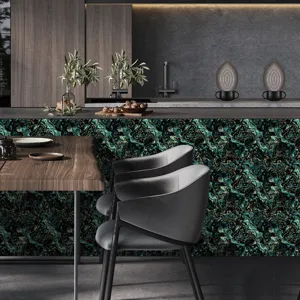 Dark green gold marble tile sticker self adhesive waterproof decorative wallpaper for kitchen counter