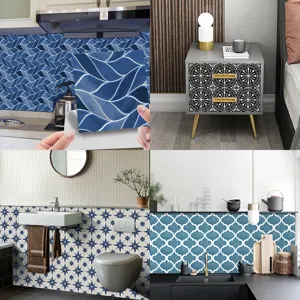 Self-adhesive waterproof PVC tile stickers for kitchen bathroom wall and furniture decor DIY