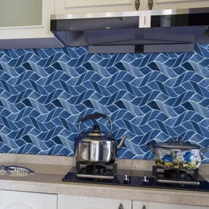 Blue wave mosaic tile sticker self adhesive PVC kitchen wall decor waterproof removable