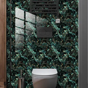 Black and gold marble tile stickers self-adhesive waterproof wall decor for modern bathroom use
