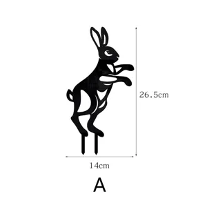 Acrylic kangaroo yard art detail, black silhouette garden stake, 26.5cm height decoration.