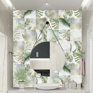 Adesivo murale con foglie tropicali carta da parati piastrelle per bagno cucina