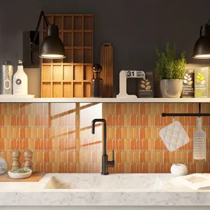 Crystal film kitchen wall tile sticker with elegant peacock feather pattern for home decor.