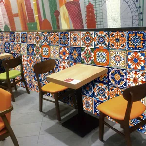 Morokkanische Fliesen Aufkleber Wandtattoo, farbige Mosaik Tapete fur Wohnzimmer Dekoration.