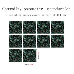 Marble tile stickers 10pcs 20x20cm self-adhesive waterproof wall decor for kitchen