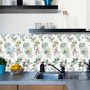 Adesivo per piastrelle da cucina botanico francese impermeabile carta da parati autoadesiva