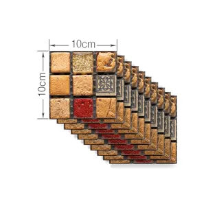 3D mosaic tile sticker self-adhesive wall decor golden pattern DIY square tile variant 10cm