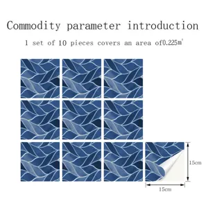 Detail view showing size parameters and piece count for self-adhesive mosaic tile stickers.
