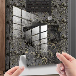Imitatie Marmer Tegelstickers Waterdicht Zelfklevend PVC Muurstickers Voor Keuken Badkamer Huisdecoratie Behang